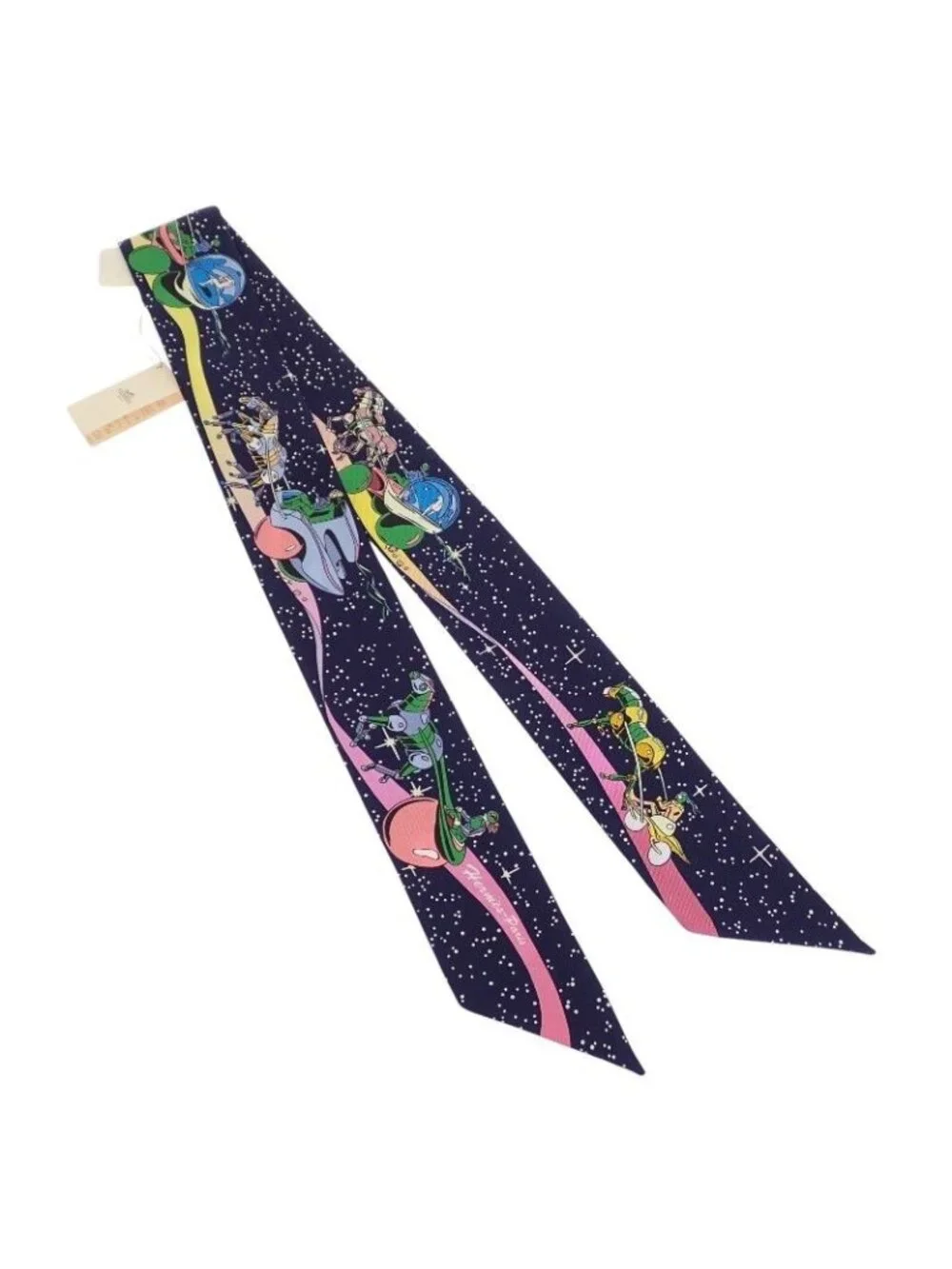 Hermes Twilly Space Scarf Silk Navy Marine Rose